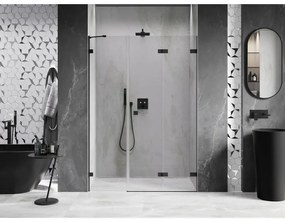 Mexen Lunar-F, pravé skladacie sprchové dvere 140 cm, 8mm číre sklo, čierny matný profil, 836S-140-050-70-00-P