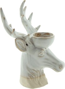 Béžový porcelánový svietnik na čajovú sviečku Jeleň Chrie - 15*12*21 cm