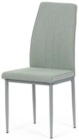 Židle jídelní, zelená látka, šedé kovové nohy