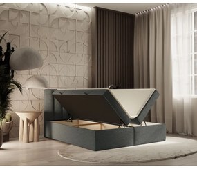 Tmavosivá boxspring posteľ s úložným priestorom 160x200 cm Novento – Maison de Rêve