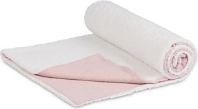 Obojstranný prehoz z mušelínu a umelej kožušiny ružová 140x200 cm