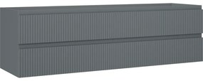 Mexen Rivel, kúpeľňová skrinka 160 cm, 2 zásuvky, drážkovaná, grafitová matná, 91A20-16047-2-BFF66