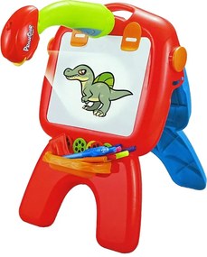 LEAN Toys Obojstranná kriedová tabuľa stojanová s projektorom a fixkami, červená