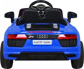 Ramiz Audi R8 batéria pre deti Modrá + Diaľkové ovládanie + EVA + Pomalý štart + MP3 LED