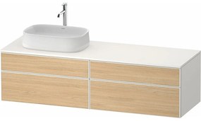 DURAVIT Zencha závesná skrinka pod umývadlo na dosku (umývadlo vľavo), 4 zásuvky, 1600 x 550 x 442 mm, dub prírodný/biela super matná, ZE4824L30840000