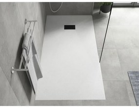 Mexen Hugo, obdĺžniková sprchová vanička SMC 170 x 90 cm, biela, čierna krytka, 42109017-B