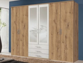 Šatníková skriňa Ben, 270 cm, doskový dub/biela