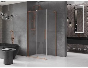 Mexen Velar L, sprchový kút s posuvnými dverami 90 x 80 cm, 8mm číre sklo, medená matná, 871-090-080-03-65