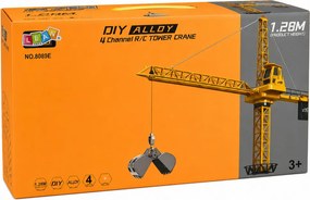 LEAN Toys Stavebný žeriav s diaľkovým ovládaním RC, otočný o 360°, nosnosť 120 g, dĺžka ramena 71 cm