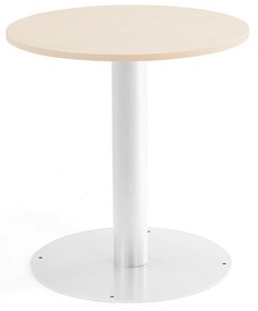 Okrúhly stôl ALVA, Ø700x720 mm, breza, biela