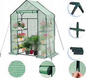 Záhradný skleník s fóliou a poličkami 73 x 140 m x 200 cm