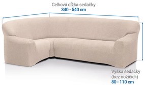 Super strečové poťahy RUBINIA smotanová rohová sedačka (š. 340 - 540 cm)