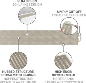 Béžová plastová odkvapkávacia podložka na riad 42x8 cm Slim – Wenko