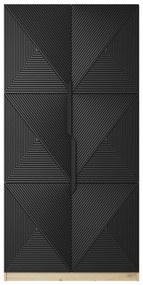 Skriňa Asha 100 cm - artisan / čierna mat / čierne úchytky