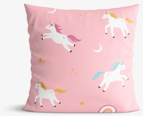 Goldea detská bavlnená obliečka na vankúš - veselí jednorožci 40 x 40 cm