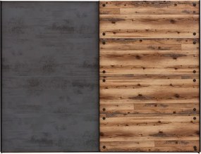 Šatník s posuvnými dverami Dover, 270 cm, zrubová doska / tmavý betón