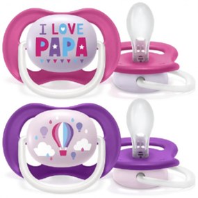 AVENT Cumlík Ultra Air Animals, 6-18m - I Love Papa, ružový/lila