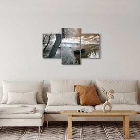 Obraz loďky na jazere (90x60 cm)