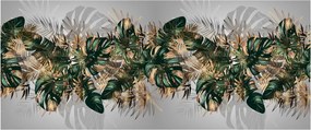 Obraz - Zlato-zelené tropické listy (120x50 cm)