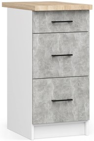 Kuchynská skrinka OLIVIE III 40x85 cm matná biela/betón/dub sonoma