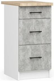 Kuchyňská skříňka OLIVIE III 40x85 cm matná bílá/beton/dub sonoma