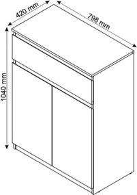 Skrinka so zásuvkou Carlos, šedý beton, 80 cm