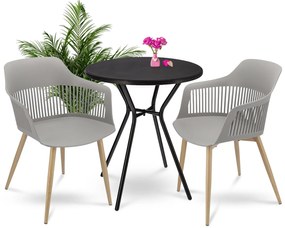 Dekorstudio Balkónové sedenie CORNIDO sivo-béžové - 2x stolička + 1x stôl