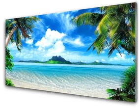 Sklenený obklad Do kuchyne Palmy more tropický ostrov 125x50 cm