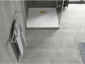 Mexen Hugo, štvorcová sprchová vanička SMC 80 x 80 cm, biela, zlatá krytka, 42108080-G