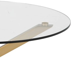 Konferenčný stolík EFRATI Ø82 cm z mosadze s priehľadným sklom