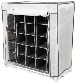 Čierno-biely textilný stojan na topánky Compactor Shoes, 25 priehradiek