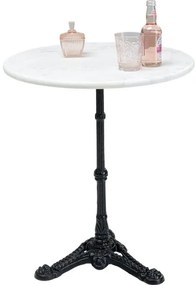 Okrúhly barový stôl ROMA 60 cm v avant-gard štýle, biely mramor, oceľová podnož
