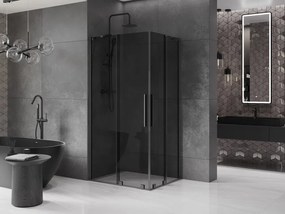 Mexen Velar Duo, sprchový kút s posuvnými dverami 90 x 80 cm, 8mm šedé sklo, brúsený grafit, 871-090-080-42-95