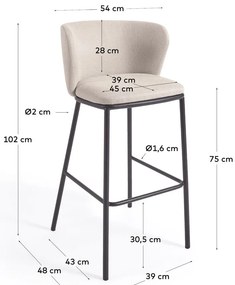 Béžová barová stolička 102 cm Ciselia – Kave Home