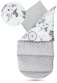 Obojstranné hniezdočko (kokon) pre bábätko - BABYMAM PREMIUM set 7v1 - Lapač snov so sivou Minky