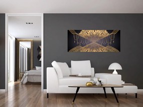 Obraz - Zlatá mandala s šípmi (120x50 cm)