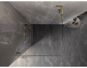 Mexen Lunar-B L, sklápací sprchový kút ľavý 70 x 70 cm, 8mm číre sklo, zlatý profil, 832L-070-070-50-00-L