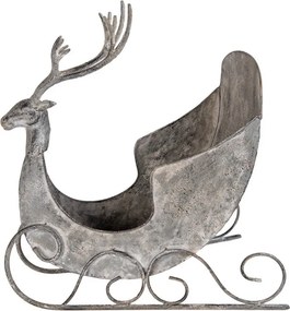 Zinková antik kovová dekorácia sane s jeleňom Deer - 44*34*47 cm