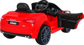 Ramiz Maserati Ghibli batéria pre deti Červená + diaľkové ovládanie + pomalý štart + EVA + MP3 USB + LED