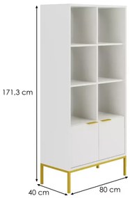 Knihovna Austin 80 cm bílá/zlatá