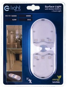 Nástenné LED svietidlo, 1x LED 0,5w 4000k, w, pohybový senzor