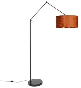 Moderná stojaca lampa čierna s oranžovým tienidlom 50 cm - Editor