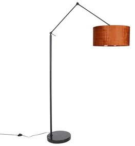 Moderná stojaca lampa čierna s oranžovým tienidlom 50 cm - Editor