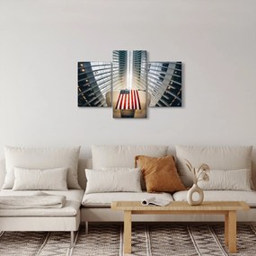 Obraz stavby s vlajkou USA (90x60 cm)