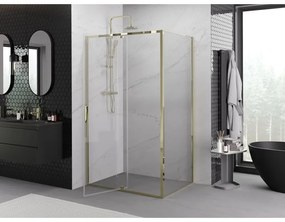 Mexen Exo, výklopný sprchový kút 150 x 80 cm, číre sklo, zlatá, 819-150-080-50-00