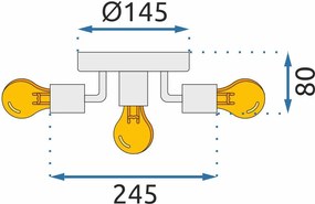 Toolight - Stropná kovová 6-ramenná lampa 6xE27 60W APP707-5C, chrómová, OSW-05206