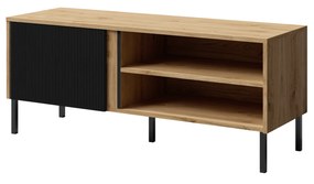 TV stolík/skrinka Munkki 7 (dub + čierna). Akcia -20%. Vlastná spoľahlivá doprava až k Vám domov. 1087322