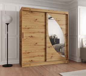 Šatníková skriňa 180 cm Milain (dub artisan). Akcia -20%. Vlastná spoľahlivá doprava až k Vám domov. 1126004