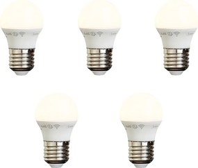 Sada 5 inteligentných stmievateľných LED žiaroviek E27 P45 Opal 4,9 W 470 lm 2200 – 4 000 K