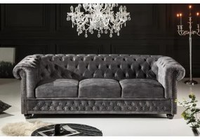 Sedacia súprava 41215 Chesterfield 3-sedenie Zamat Šedá  - Komfort-nábytok